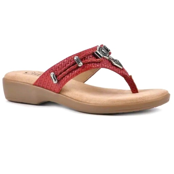 CLIFFS by White Mountain Red Woven Wedge Sandal Size 8M - Picture 1 of 1